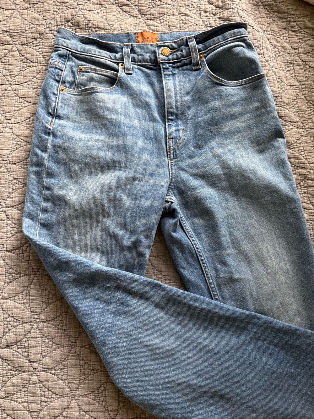High-Rise Medium Blue Straight-to-Slight Flare Jeans - Picture 6 of 11